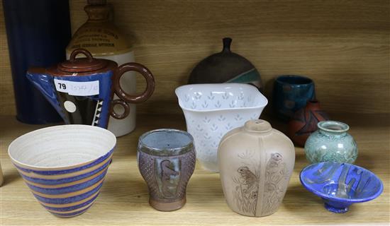 A group of assorted ceramics including Studio pottery